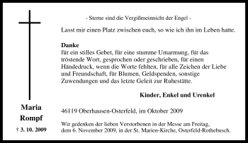 Traueranzeige von Maria Rompf von Tageszeitung