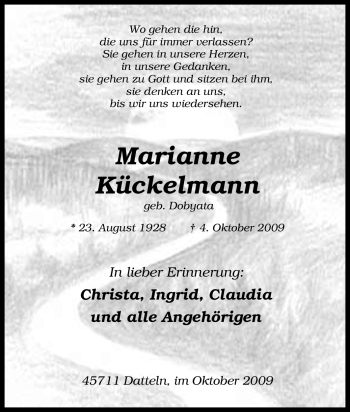 Traueranzeige von Marianne Kückelmann von Tageszeitung