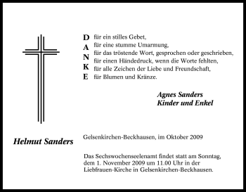Traueranzeige von Helmut Sanders von Tageszeitung