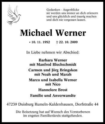 Traueranzeige von Michael Werner von Tageszeitung