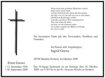 Traueranzeige von Ernst Grewe von Tageszeitung