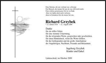 Traueranzeige von Richard Grzybek von Tageszeitung
