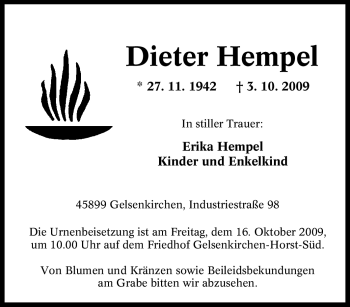 Traueranzeige von Dieter Hempel von Tageszeitung