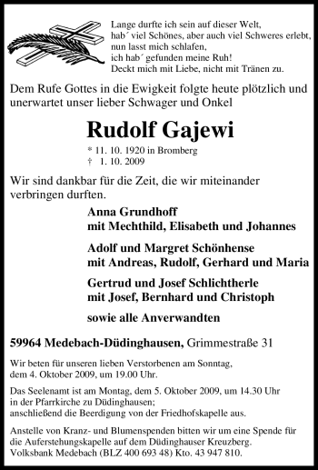 Traueranzeige von Rudolf Gajewi von Tageszeitung