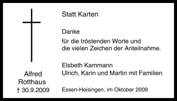 Traueranzeige von Alfred Rotthaus von Tageszeitung