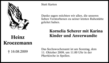 Traueranzeige von Heinz Kroezemann von Tageszeitung