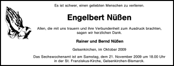 Traueranzeige von Engelbert Nüßen von Tageszeitung