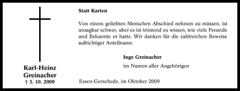 Traueranzeige von Karl-Heinz Greinacher von Tageszeitung