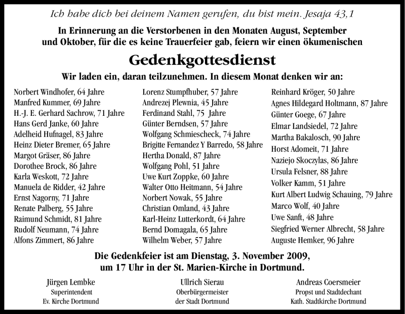  Traueranzeige für Ferdinand Stahl vom 31.10.2009 aus Tageszeitung