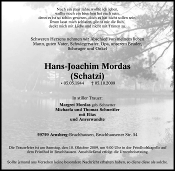 Traueranzeige von Hans-Joachim Mordas von Tageszeitung