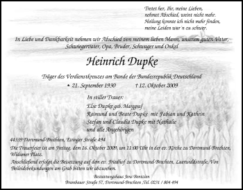 Traueranzeige von Heinrich Dupke von Tageszeitung