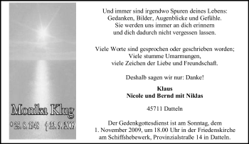 Traueranzeige von Monika Klug von Tageszeitung
