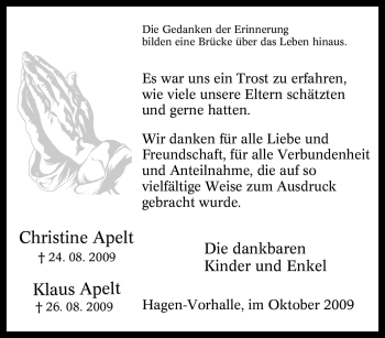 Traueranzeige von Klaus Apelt von Tageszeitung