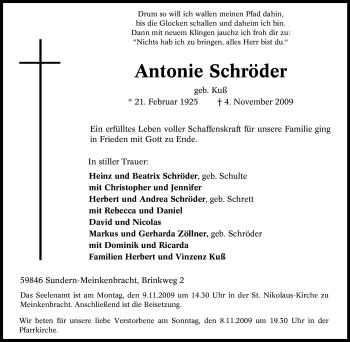 Traueranzeige von Antonie Schröder von Tageszeitung