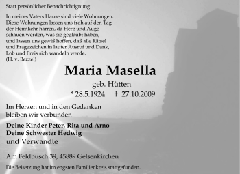 Traueranzeige von Maria Masella von Tageszeitung