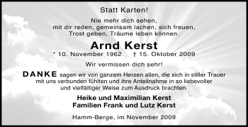 Traueranzeige von Arnd Kerst von Tageszeitung