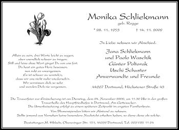 Traueranzeige von Monika Schliekmann von Tageszeitung