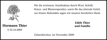 Traueranzeige von Hermann Thier von Tageszeitung