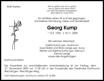 Traueranzeige von Georg Kump von Tageszeitung