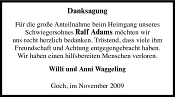 Traueranzeige von Ralf Adams von Tageszeitung