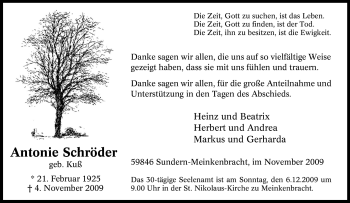 Traueranzeige von Antonie Schröder von Tageszeitung