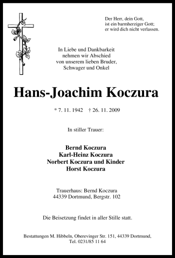 Traueranzeige von Hans-Joachim Koczura von Tageszeitung