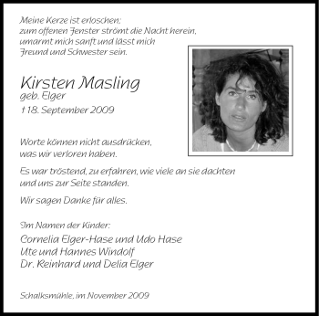 Traueranzeige von Kirsten Masling von Tageszeitung
