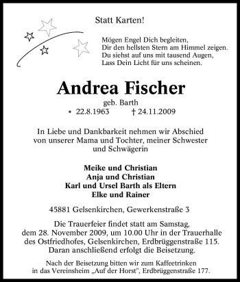 Traueranzeige von Andrea Fischer von Tageszeitung