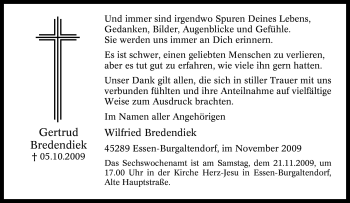 Traueranzeige von Gertrud Bredendiek von Tageszeitung