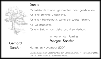 Traueranzeige von Gerhard Sander von Tageszeitung
