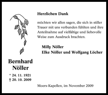 Traueranzeige von Bernhard Nöller von Tageszeitung