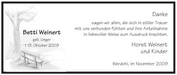 Traueranzeige von Betti Weinert von Tageszeitung