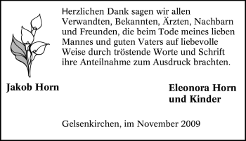 Traueranzeige von Jakob Horn von Tageszeitung