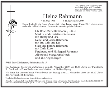 Traueranzeige von Heinz Rahmann von Tageszeitung