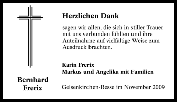Traueranzeige von Bernhard Frerix von Tageszeitung