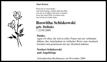 Traueranzeige von Roswitha Schiskowski von Tageszeitung
