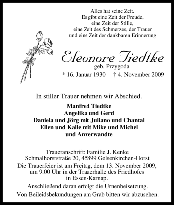 Traueranzeige von Eleonore Tiedtke von Tageszeitung