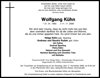 Traueranzeige von Wolfgang Kühn von Tageszeitung