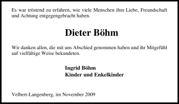 Traueranzeige von Dieter Böhm von Tageszeitung