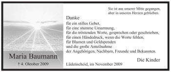 Traueranzeige von Maria Baumann von Tageszeitung