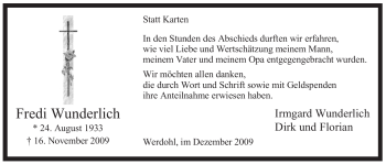 Traueranzeige von Fredi Wunderlich von Tageszeitung