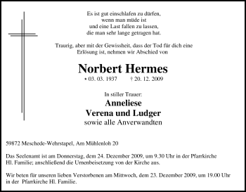 Traueranzeige von Norbert Hermes von Tageszeitung