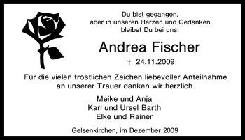 Traueranzeige von Andrea Fischer von Tageszeitung