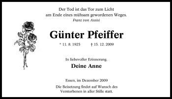 Traueranzeige von Günter Pfeiffer von Tageszeitung