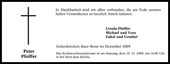Traueranzeige von Peter Pfeiffer von Tageszeitung