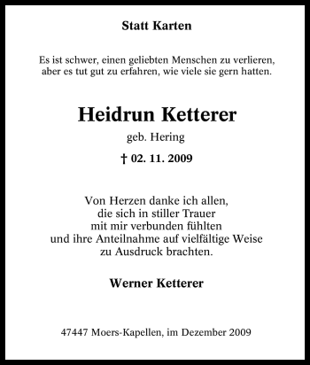 Traueranzeige von Heidrun Ketterer von Tageszeitung