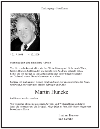 Traueranzeige von Martin Huneke von Tageszeitung