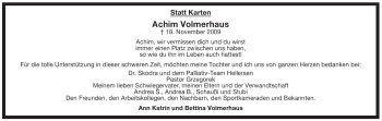 Traueranzeige von Achim Volmerhaus von Tageszeitung