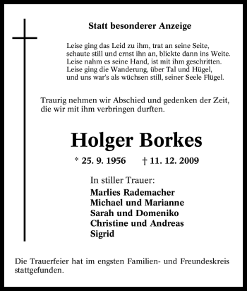 Traueranzeige von Holger Borkes von Tageszeitung