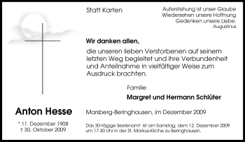 Traueranzeige von Anton Hesse von Tageszeitung